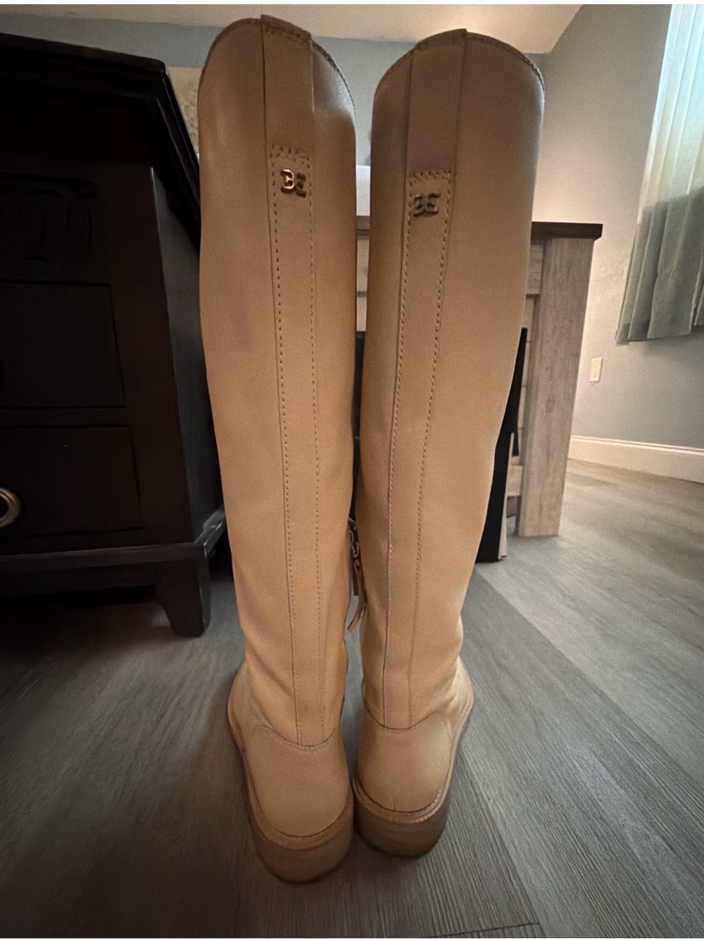 Sam Edelman Tall Lace-Up Riding Boots in Beige - Picture 6 of 6